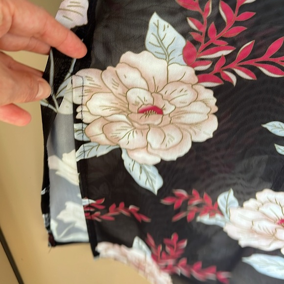 Retro Y2K Bodycon Sheet Mesh Dark Romantic Floral Midi Dress XS - Picture 4 of 6